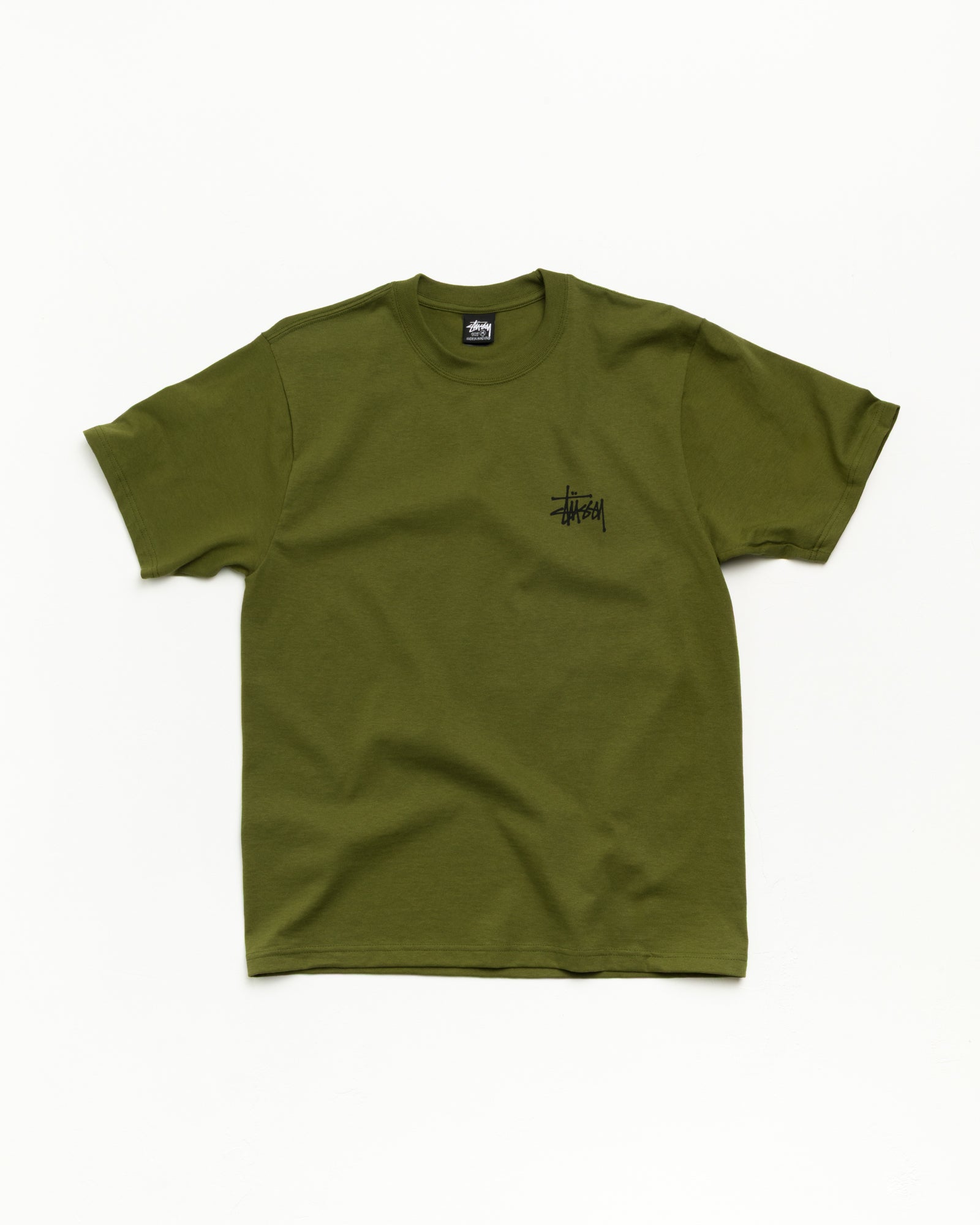 Basic Stussy Tee Unisex Short Sleeve In Olive