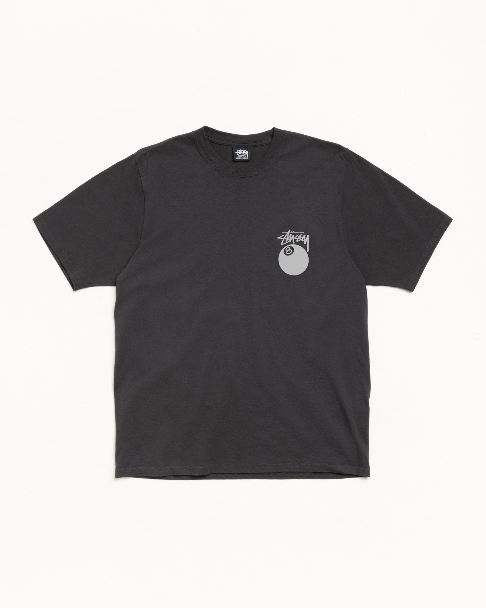 8 Ball Pig. Dyed Tee Mens Short Sleeve In Faded Black