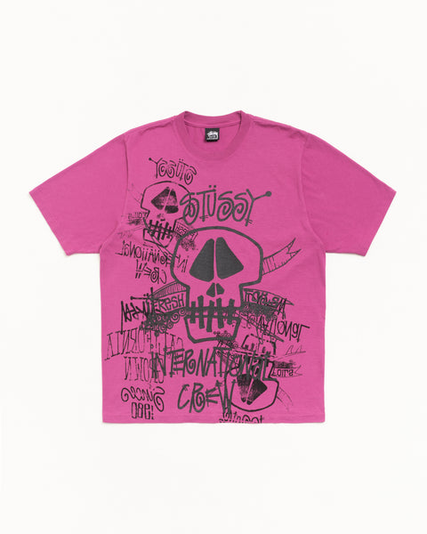 Skulls Pig. Dyed Tee Mens Short Sleeve In Berry