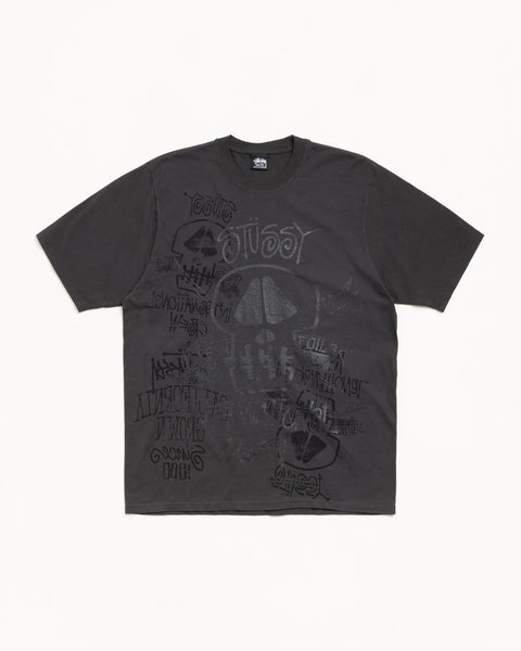 Skulls Pig. Dyed Tee Mens Short Sleeve In Faded Black