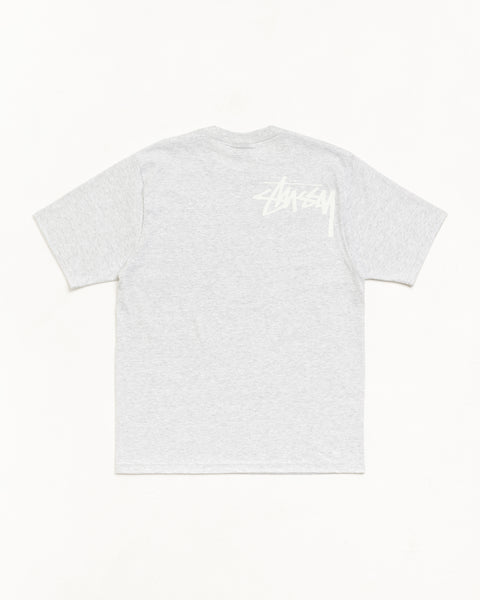 Double Venus Tee Unisex Short Sleeve In Ash Heather, Back View With Small Logo