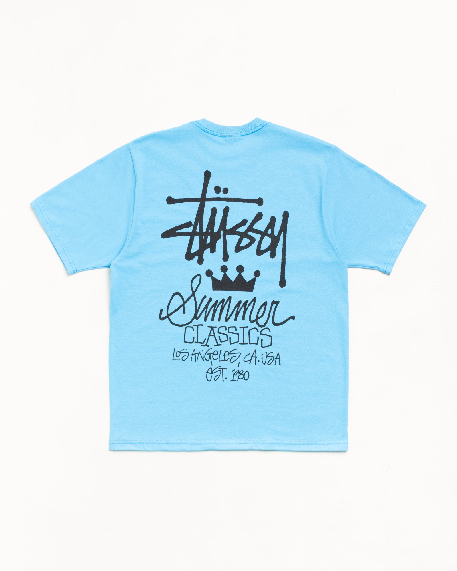 Unisex Short Sleeve Graphic Tee Back Print In Sky Blue