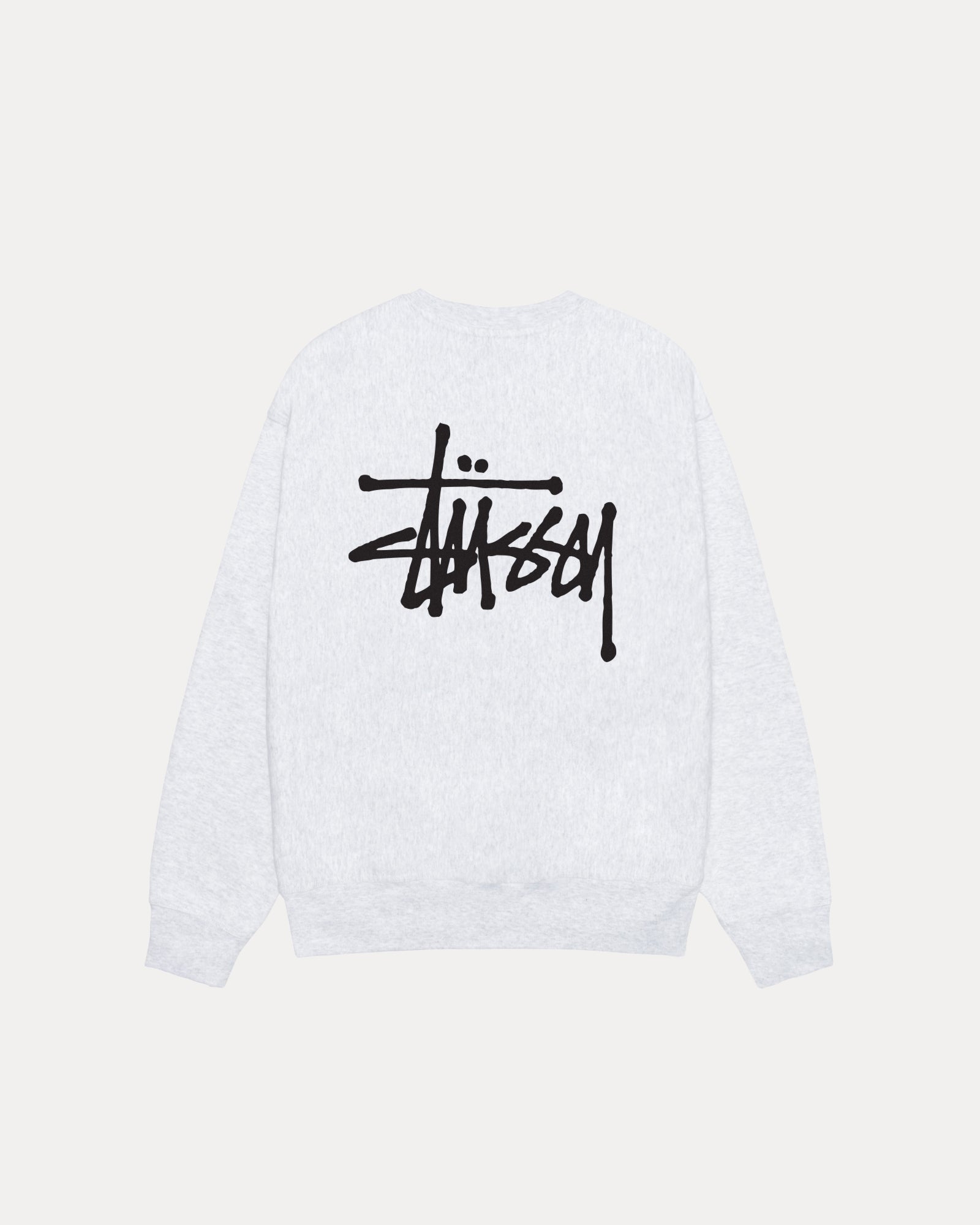 Basic Stussy Crew Mens Long Sleeve In Ash Heather