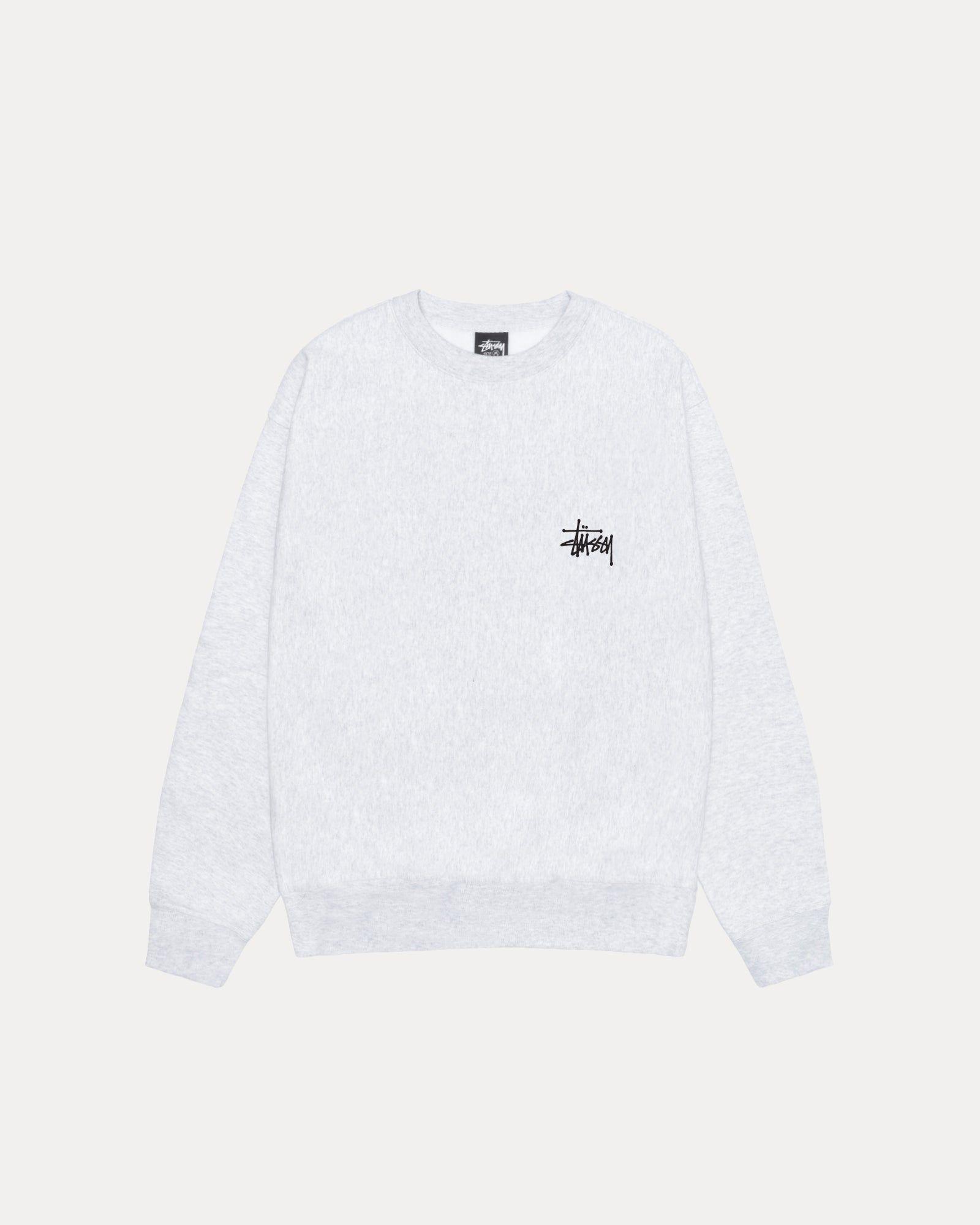 Basic Stussy Crew Mens Long Sleeve In Ash Heather