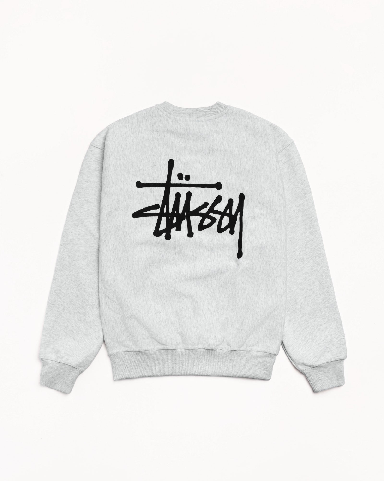 Basic Stussy Crew Mens Long Sleeve In Ash Heather
