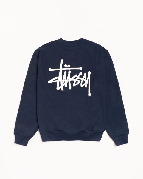 Basic Stussy Crew Mens Long Sleeve In Navy