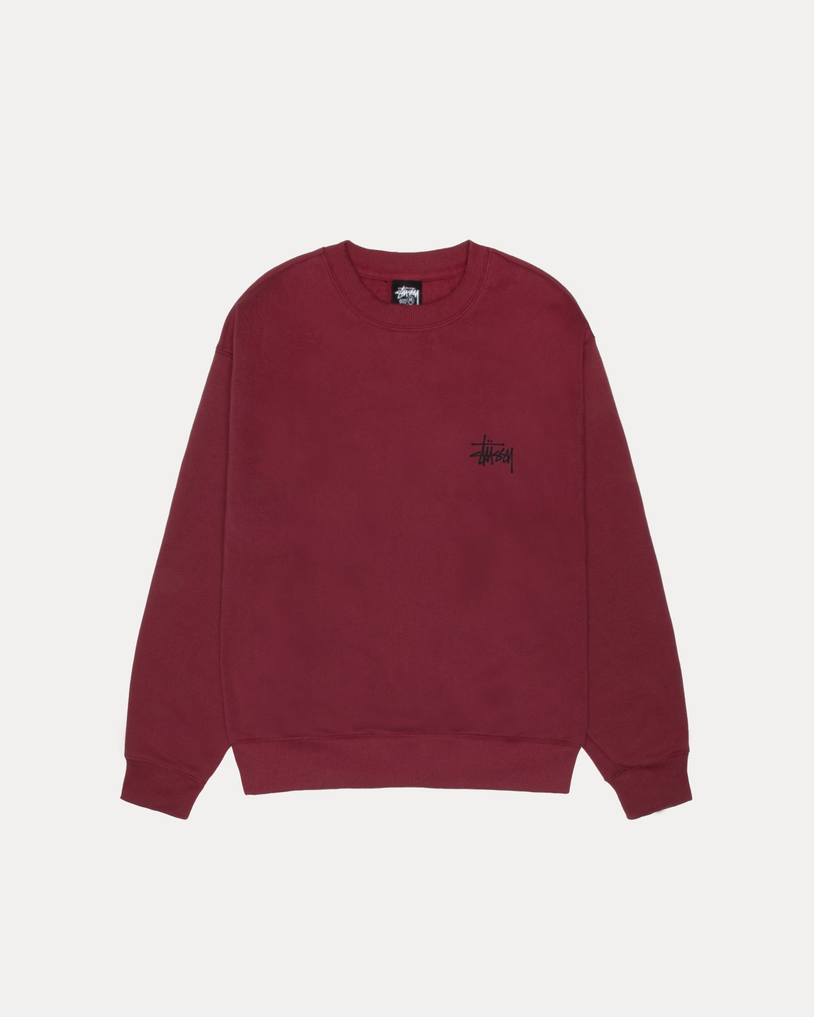 Basic Stussy Crew Mens Long Sleeve In Wine