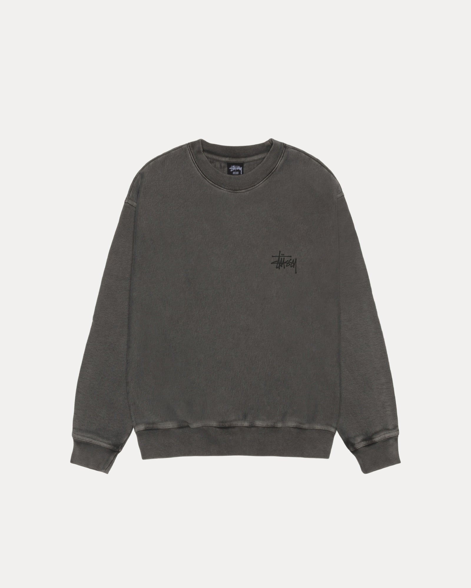 Basic Stussy Pig. Dyed Crew Mens Long Sleeve In Black/black