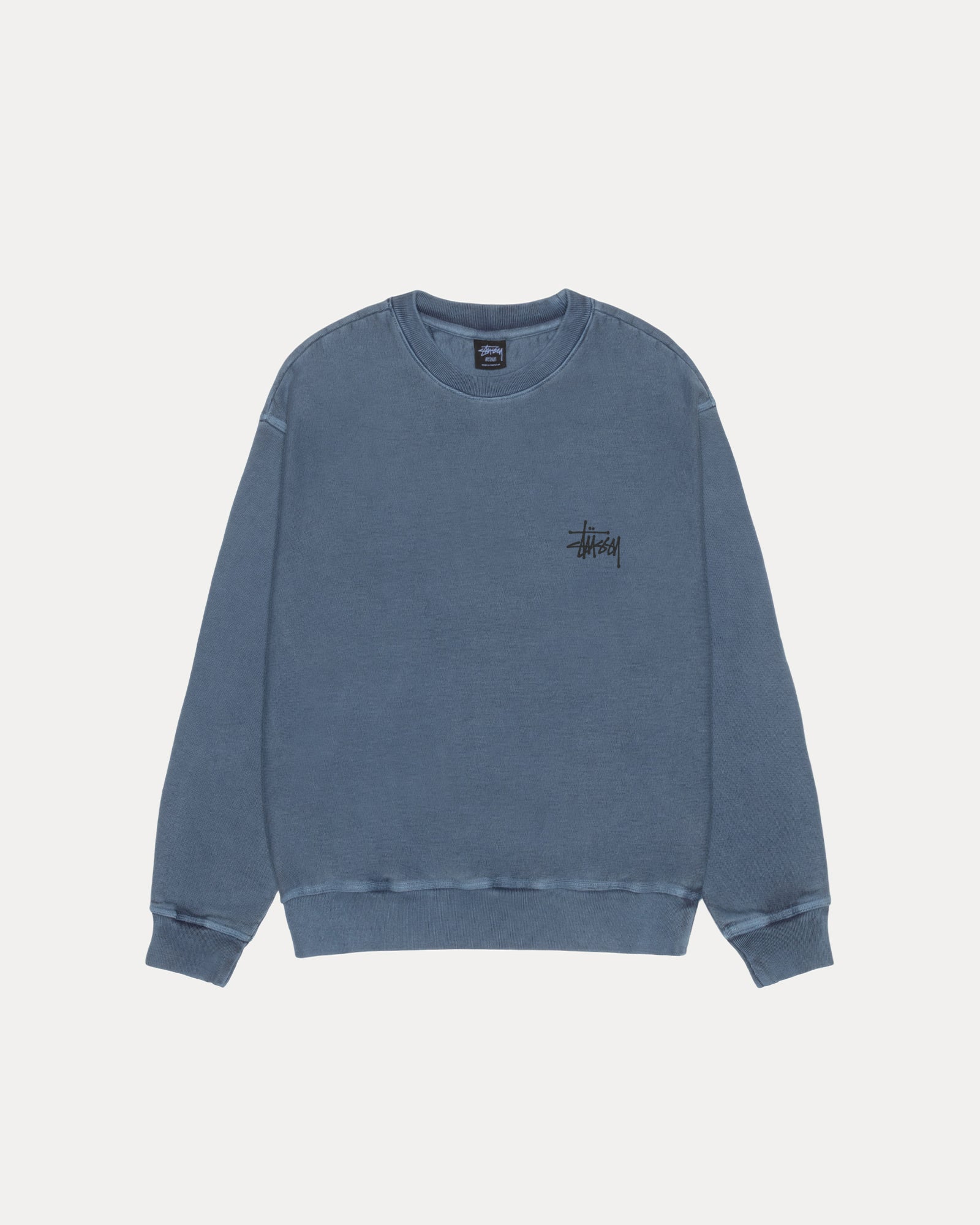 Basic Stussy Pig. Dyed Crew Mens Long Sleeve In Navy