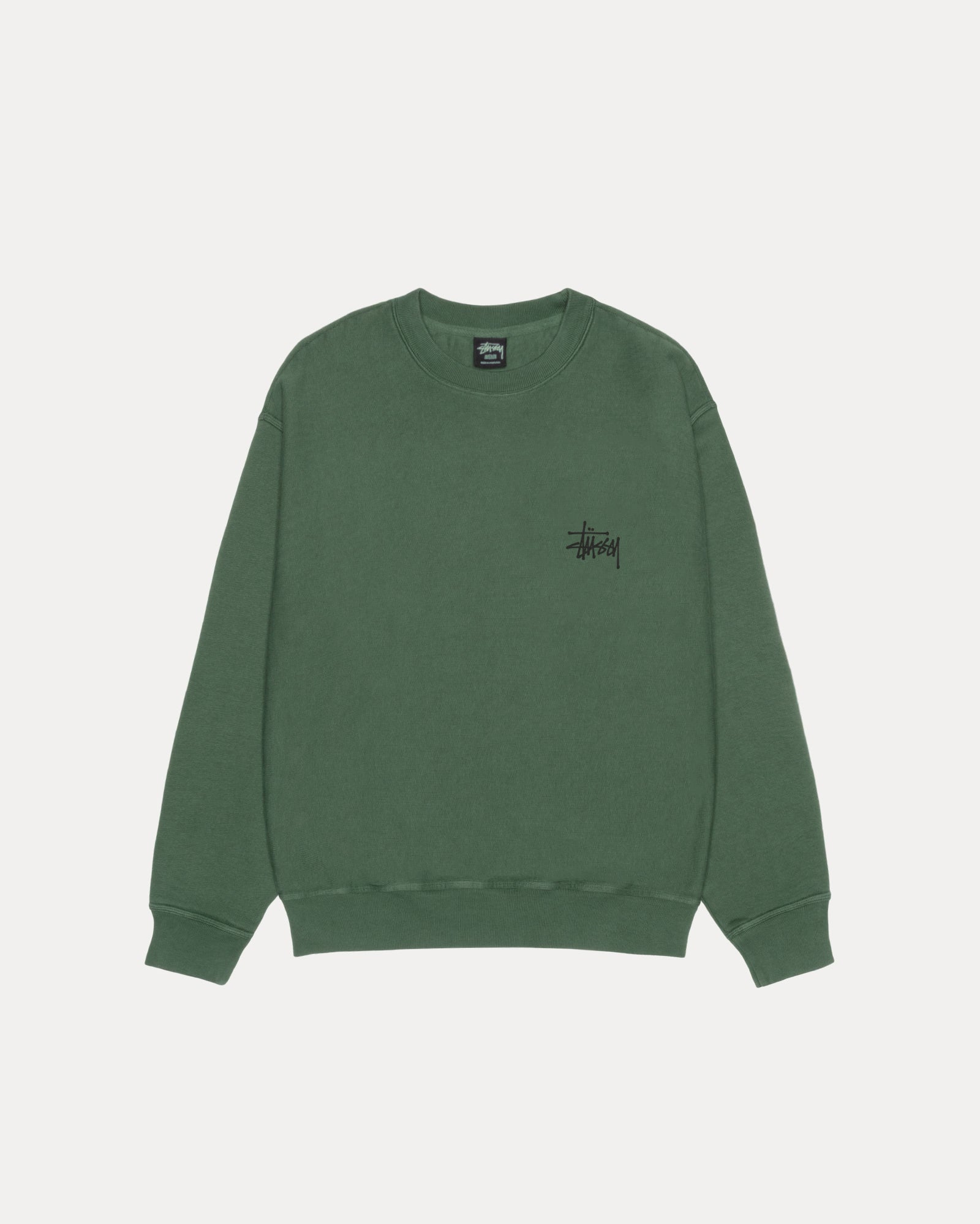 Basic Stussy Pig. Dyed Crew Mens Long Sleeve In Pine