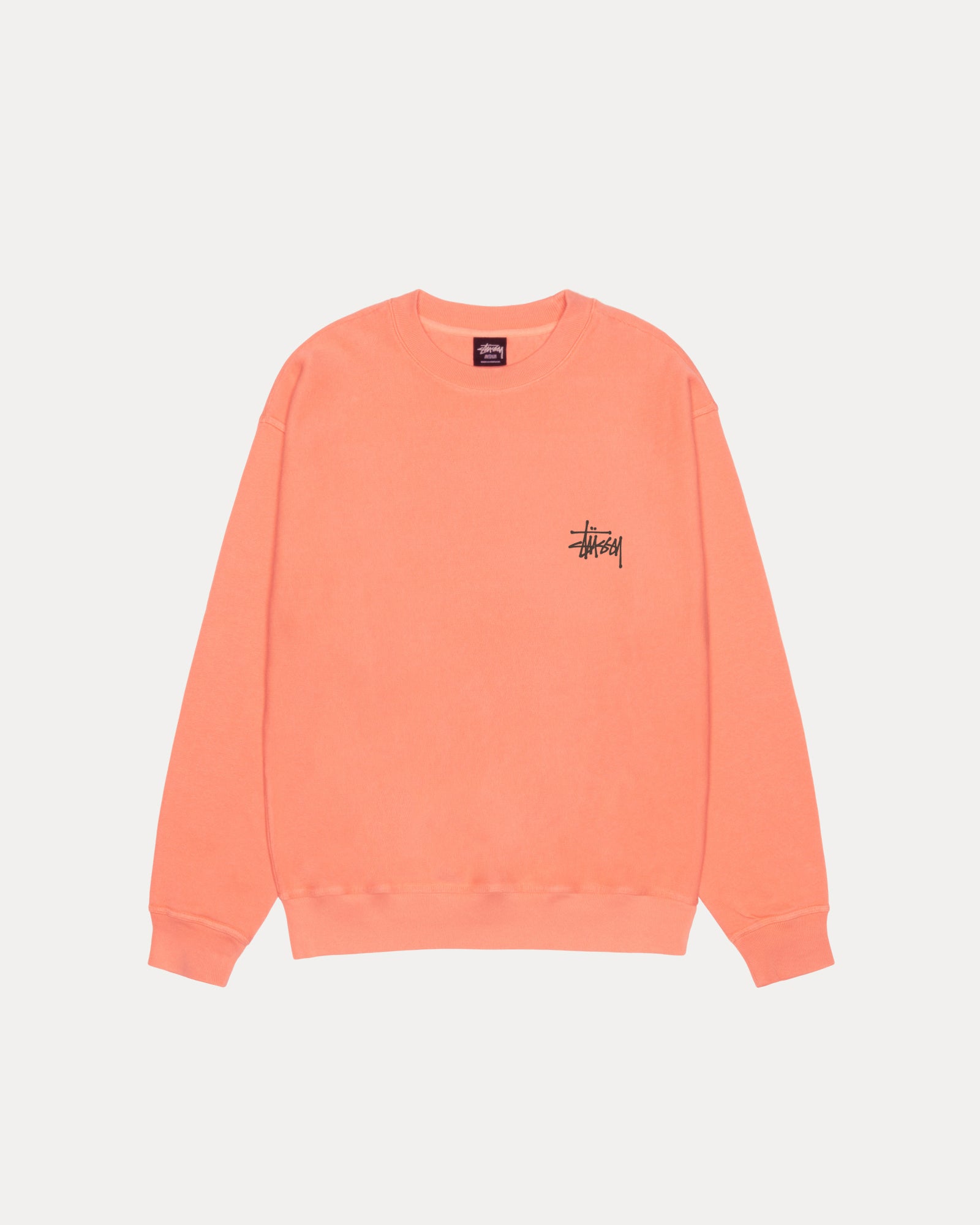 Basic Stussy Pig. Dyed Crew Mens Long Sleeve In Sherbert