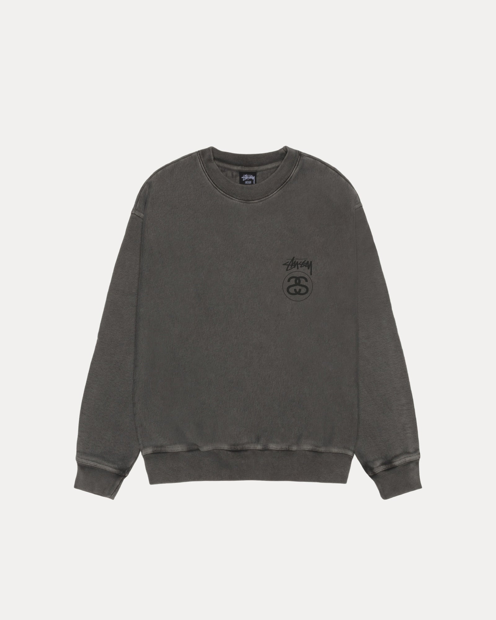Stock Link Pig. Dyed Crew Mens Long Sleeve In Black