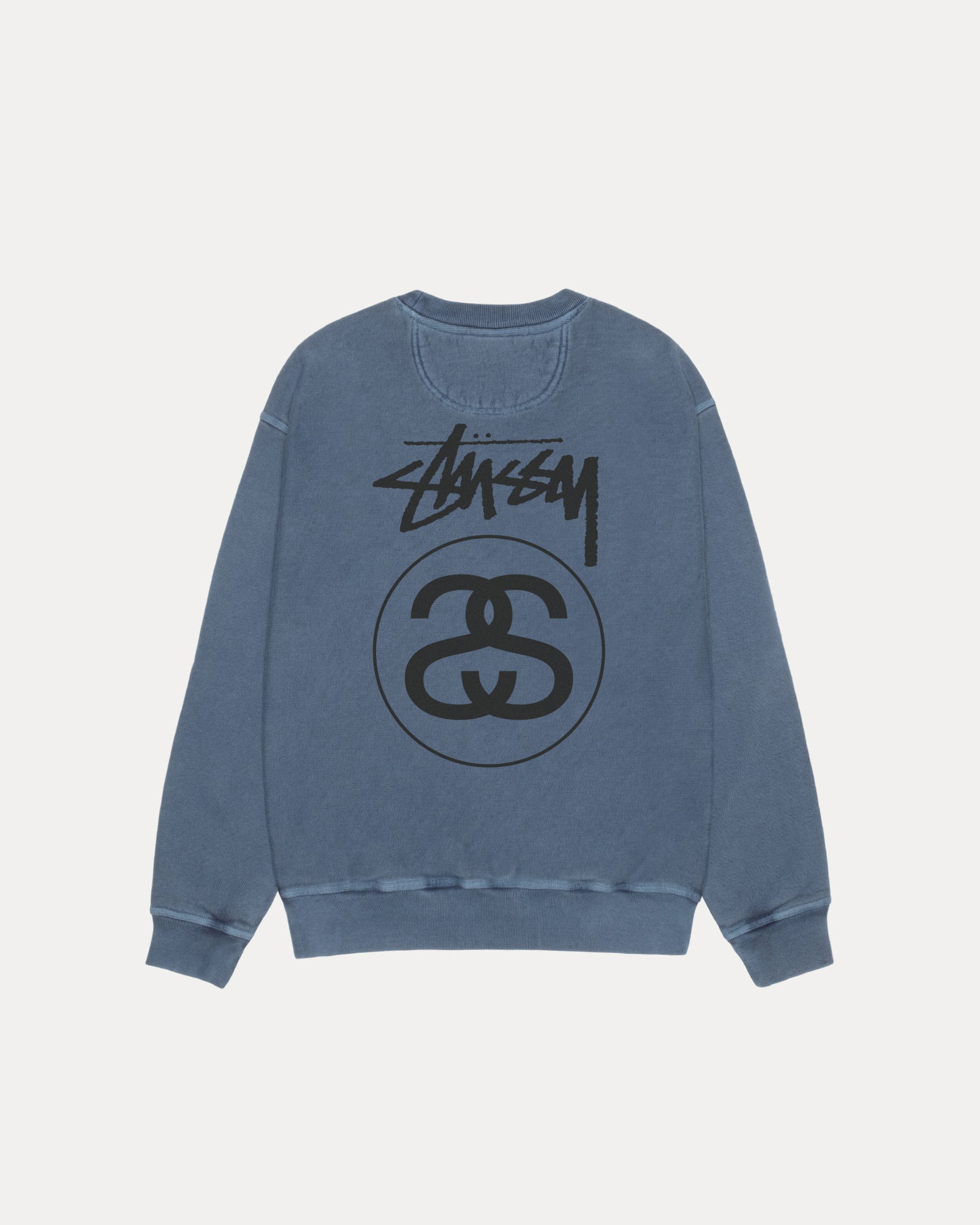 Stock Link Pig. Dyed Crew Mens Long Sleeve In Navy