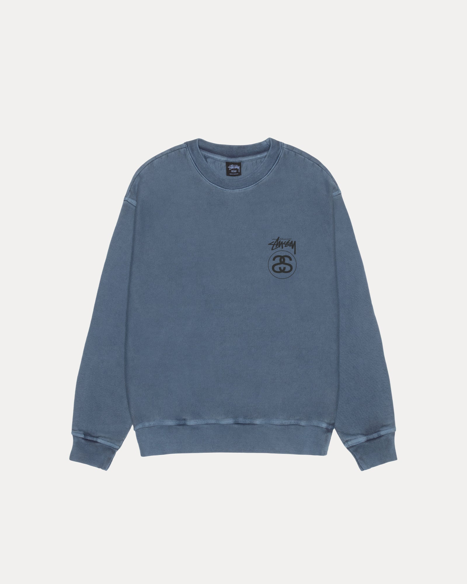 Stock Link Pig. Dyed Crew Mens Long Sleeve In Navy