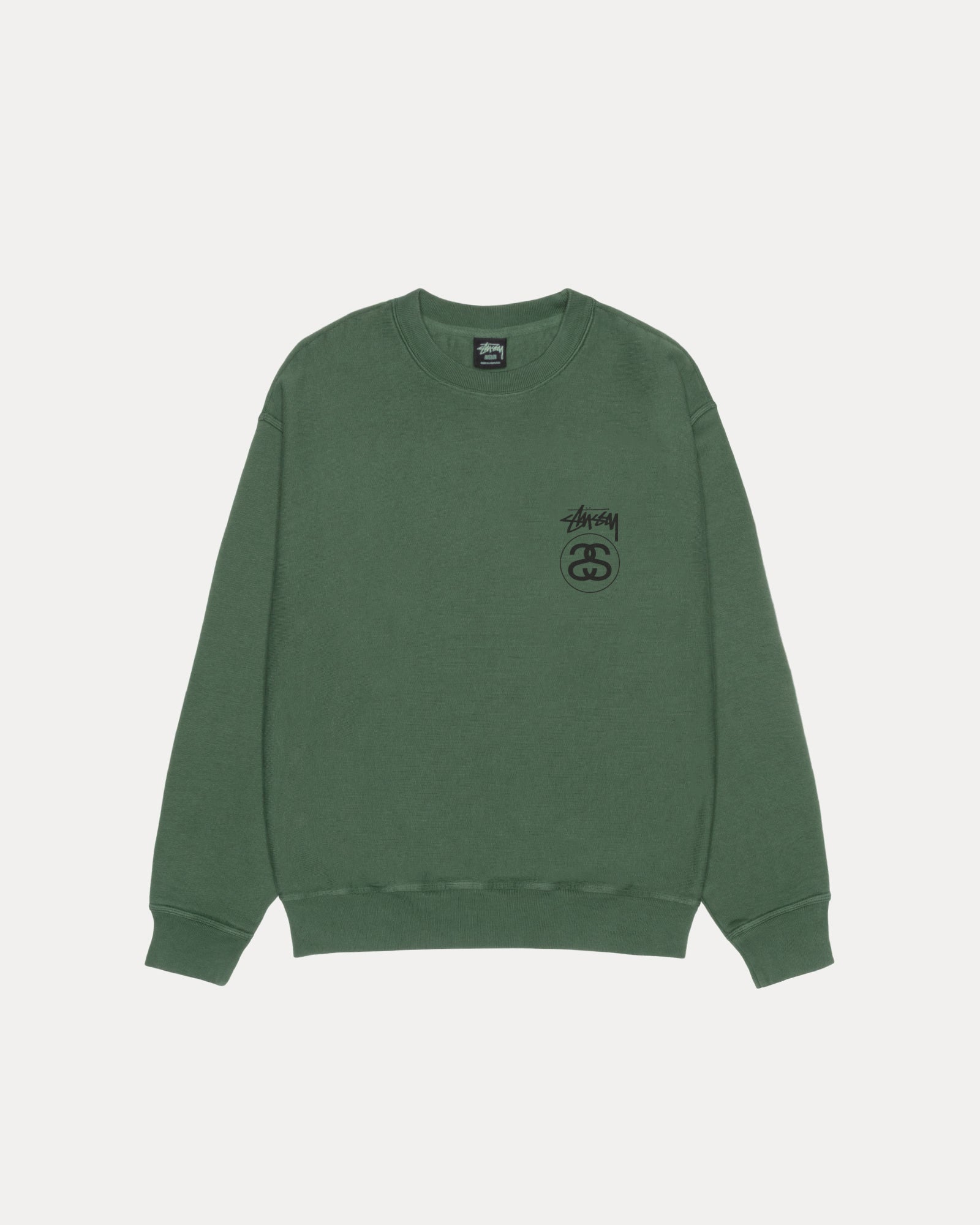 Stock Link Pig. Dyed Crew Mens Long Sleeve In Pine