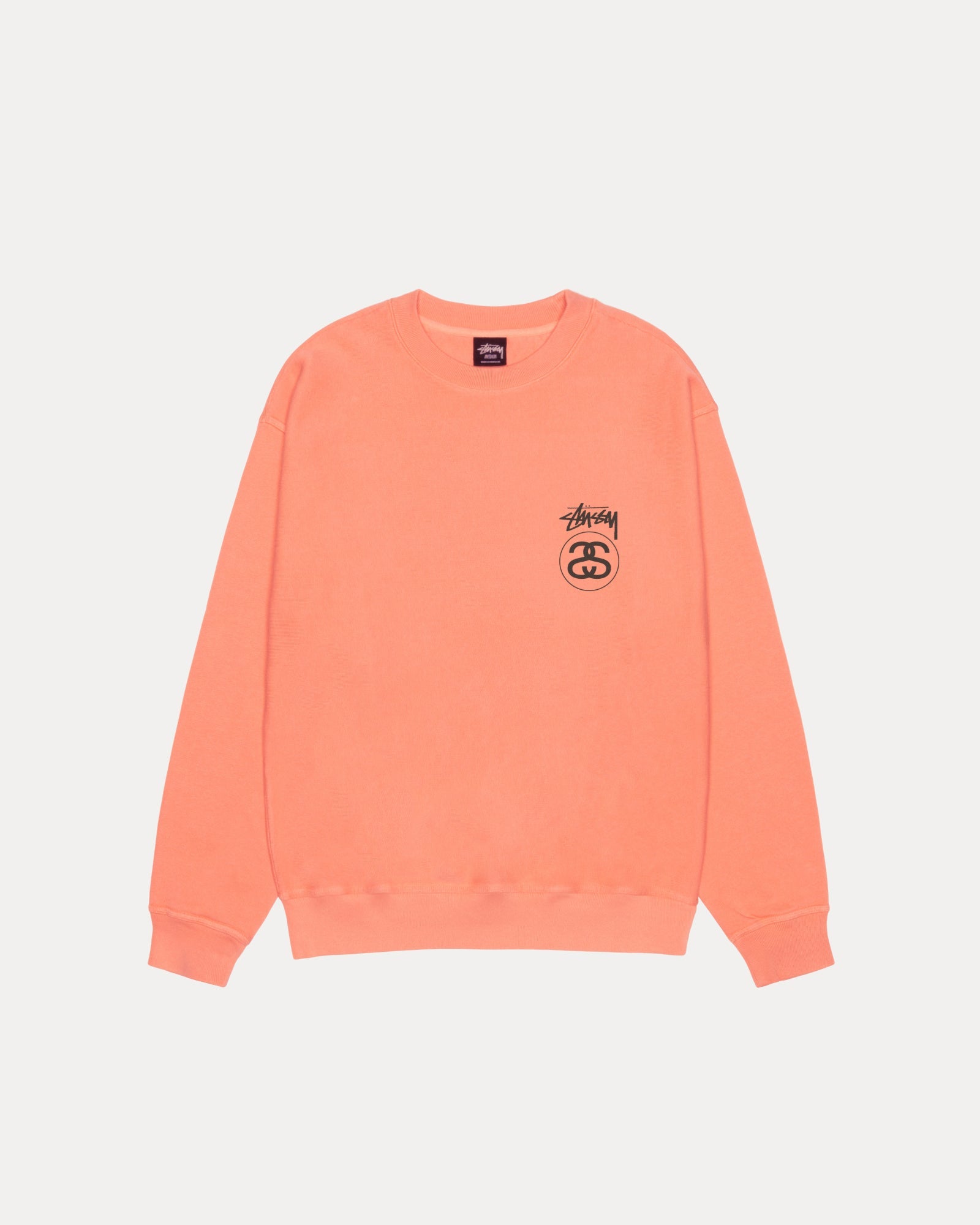 Stock Link Pig. Dyed Crew Mens Long Sleeve In Sherbert