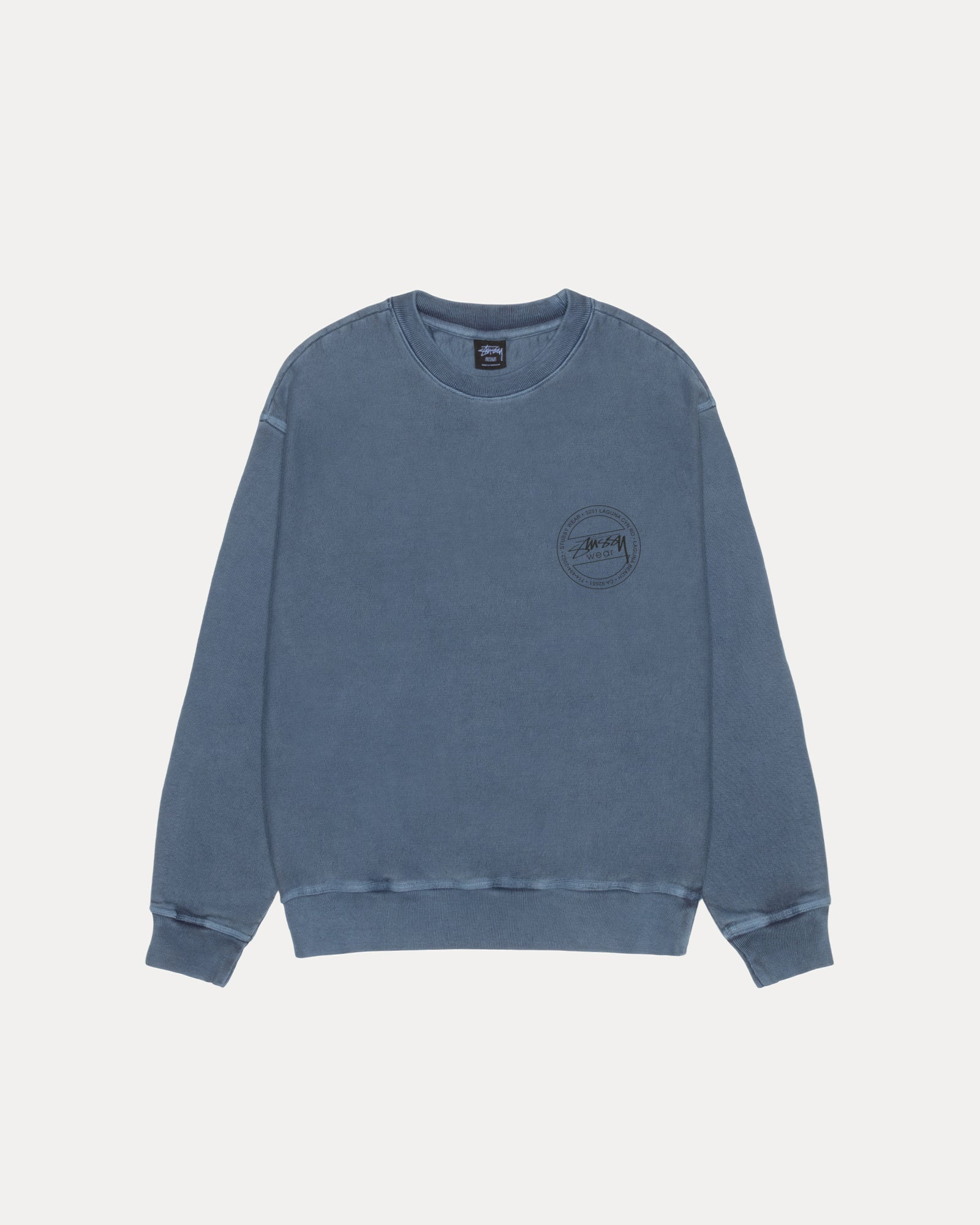 Stussy Wear Pig. Dyed Crew Mens Long Sleeve In Navy