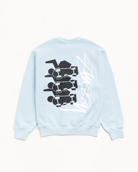 Skate Stack Gar. Dyed Crew Mens Long Sleeve In Sky Blue