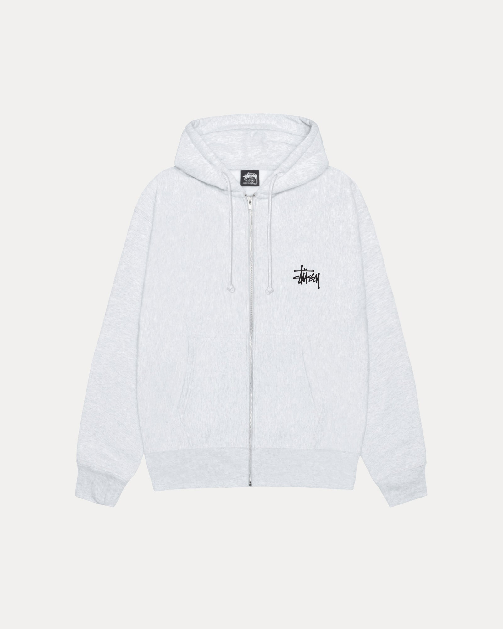 Basic Stussy Zip Hood Mens Long Sleeve In Ash Heather