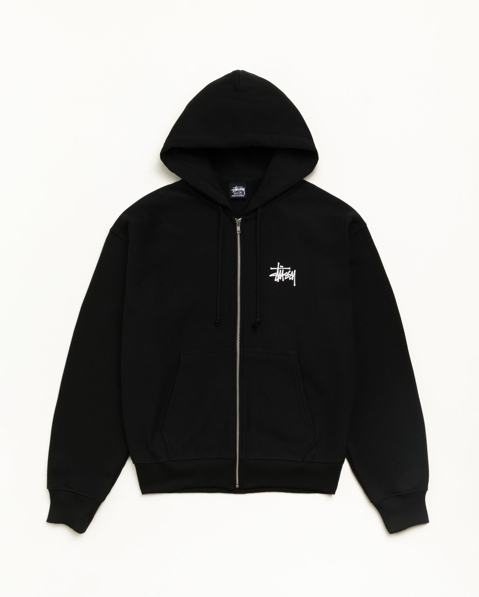 Basic Stussy Zip Hood Unisex Long Sleeve In Black