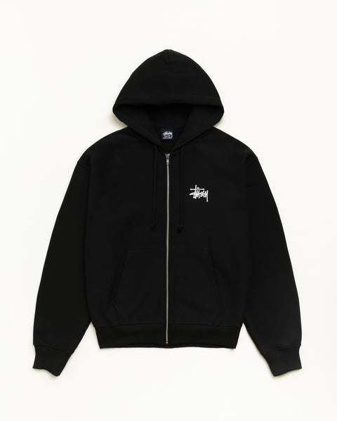 Basic Stussy Zip Hood Unisex Long Sleeve In Black