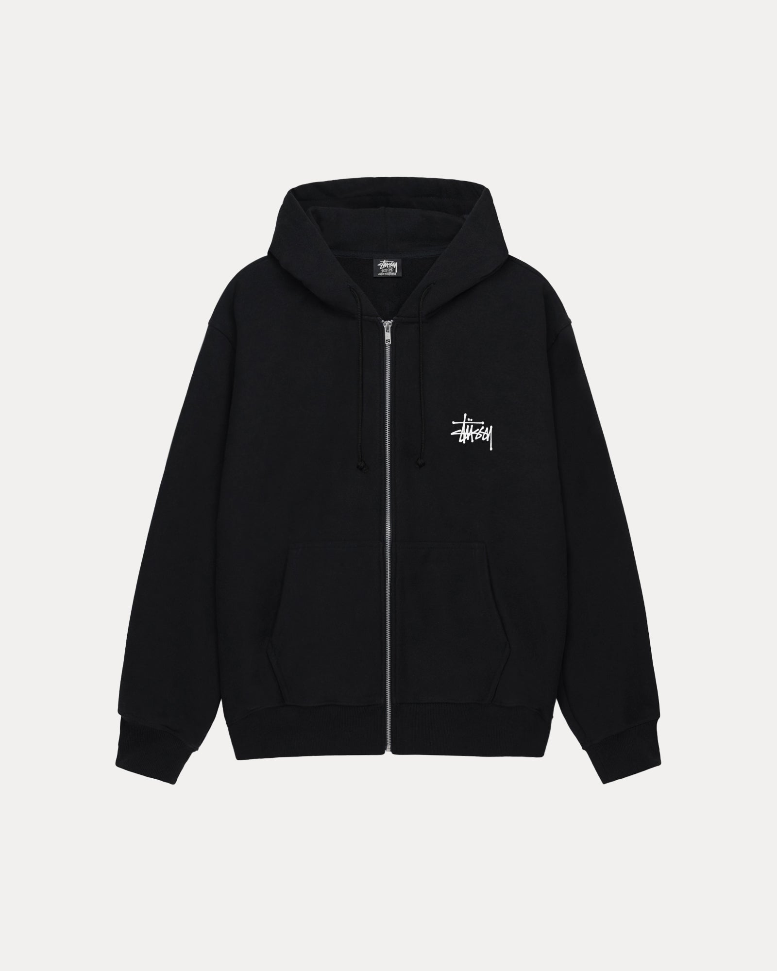 Basic Stussy Zip Hood Mens Long Sleeve In Black