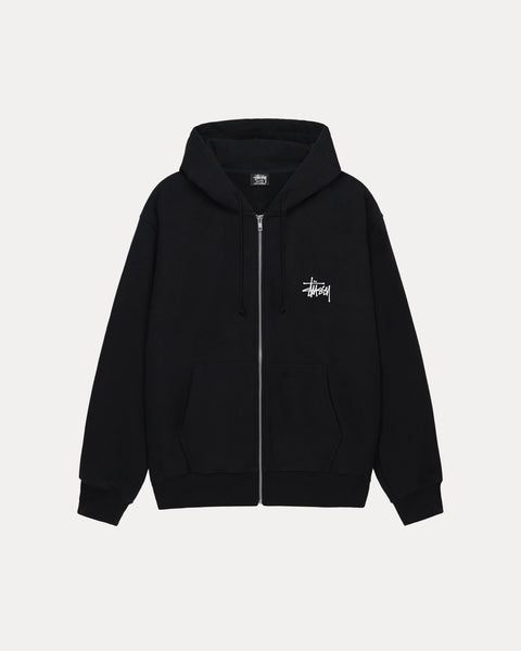 Basic Stussy Zip Hood Mens Long Sleeve In Black
