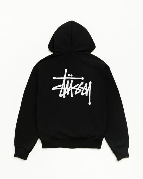 Basic Stussy Zip Hood Unisex Long Sleeve In Black