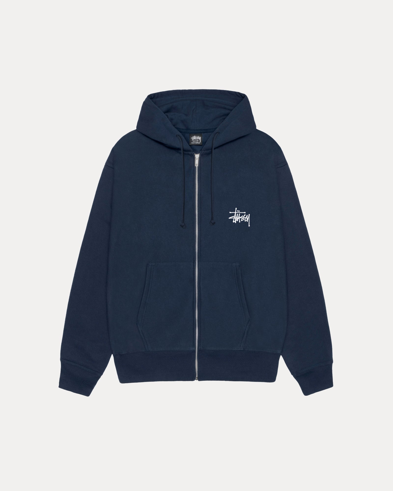 Basic Stussy Zip Hood Mens Long Sleeve In Navy