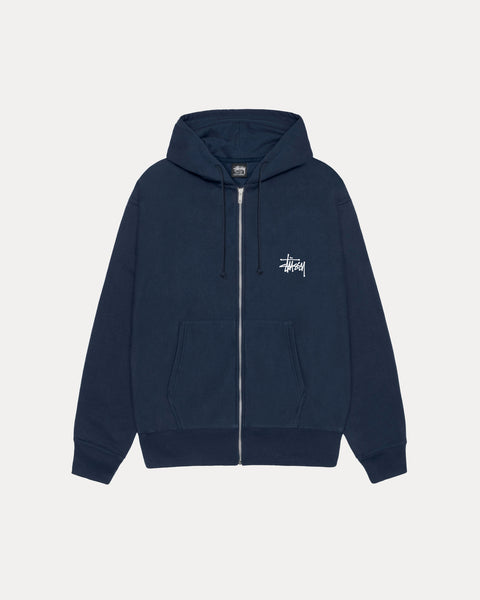 Basic Stussy Zip Hood Mens Long Sleeve In Navy