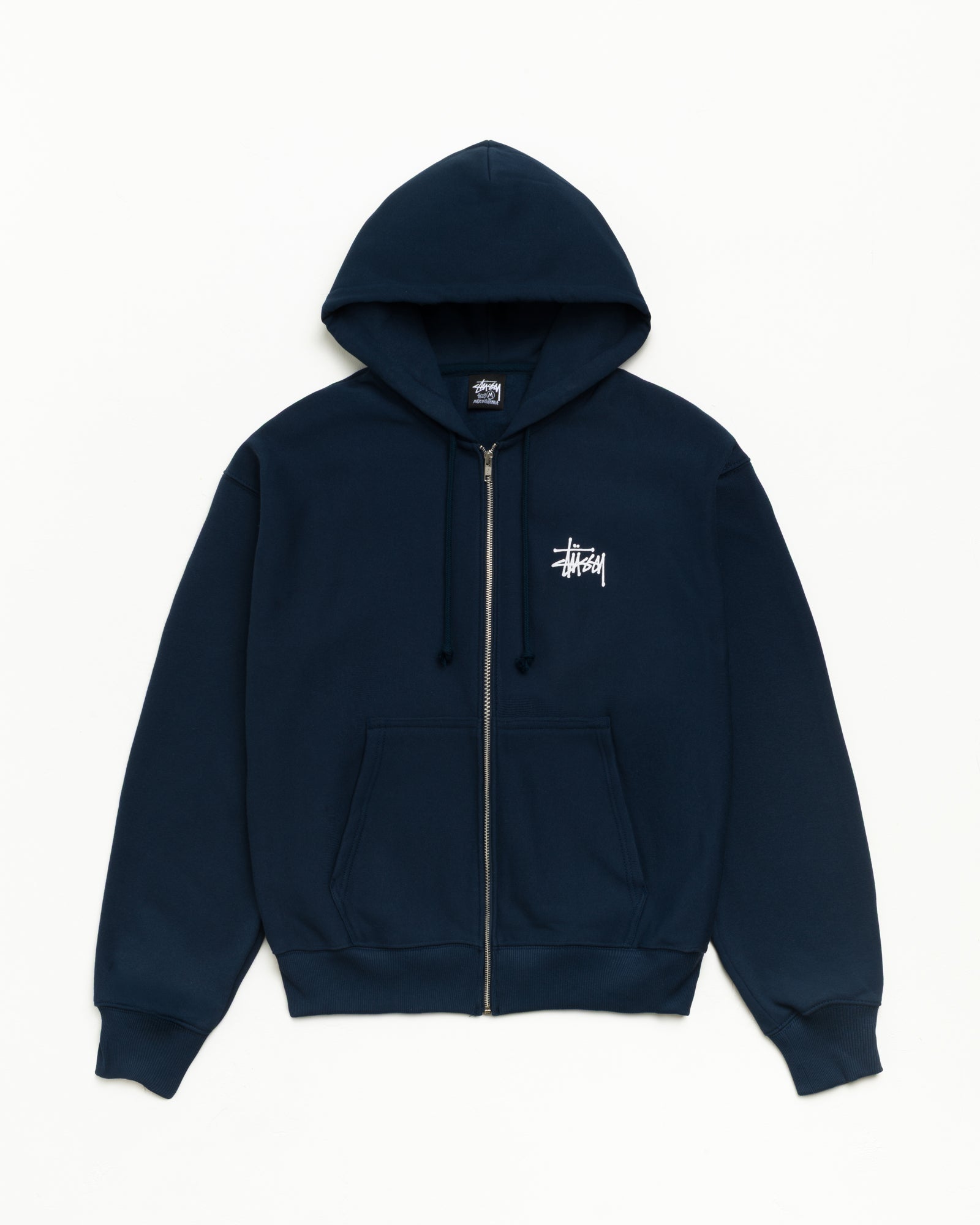 Basic Stussy Zip Hood Unisex Long Sleeve In Navy