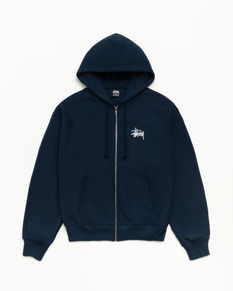 Basic Stussy Zip Hood Unisex Long Sleeve In Navy