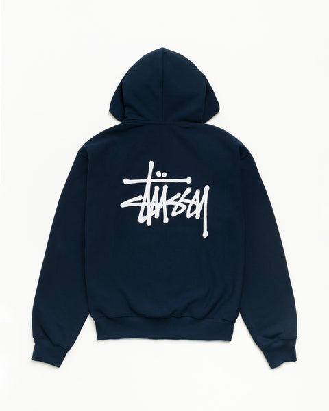 Basic Stussy Zip Hood Unisex Long Sleeve In Navy
