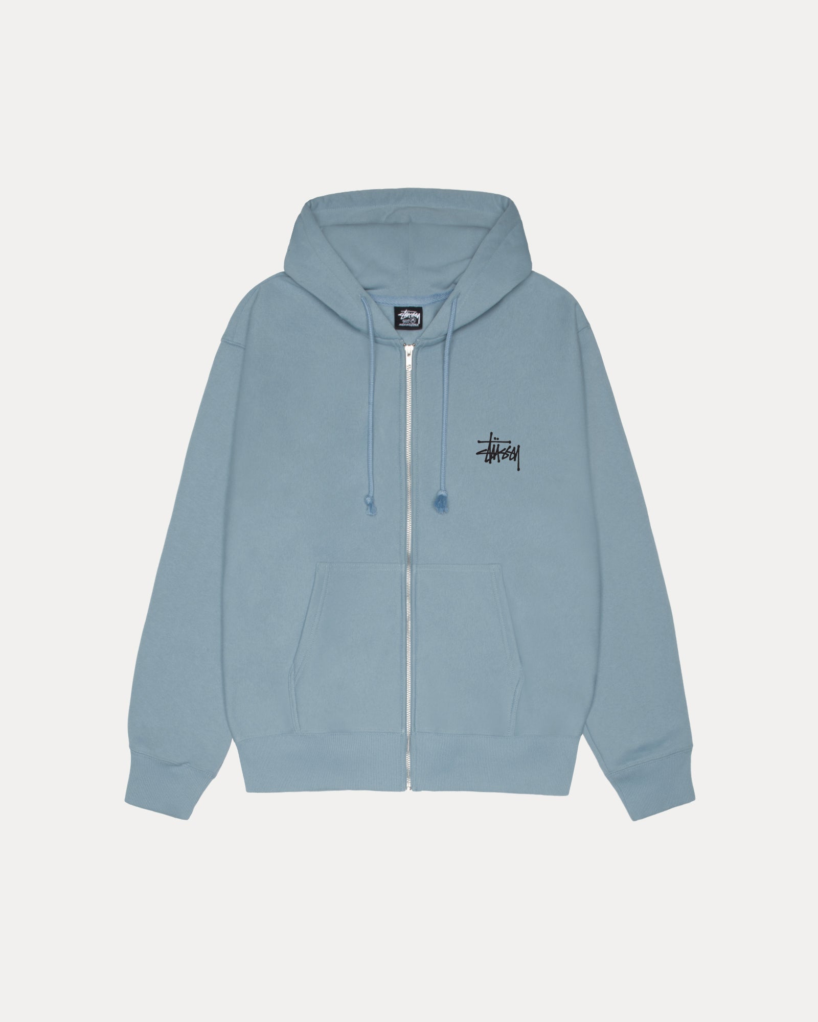 Basic Stussy Zip Hood Mens Long Sleeve In Slate