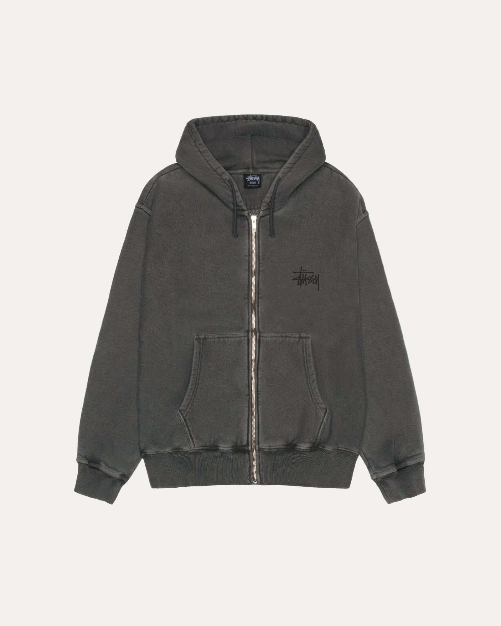 Basic Stussy Pig Dyed Zip Hood Mens Long Sleeve In Black/black