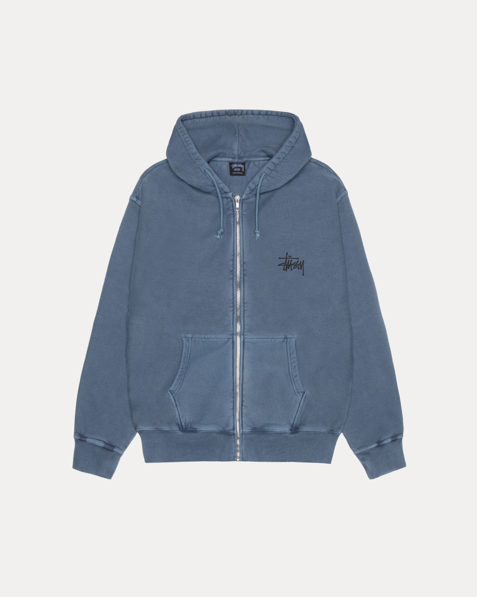 Basic Stussy Pig Dyed Zip Hood Mens Long Sleeve In Navy