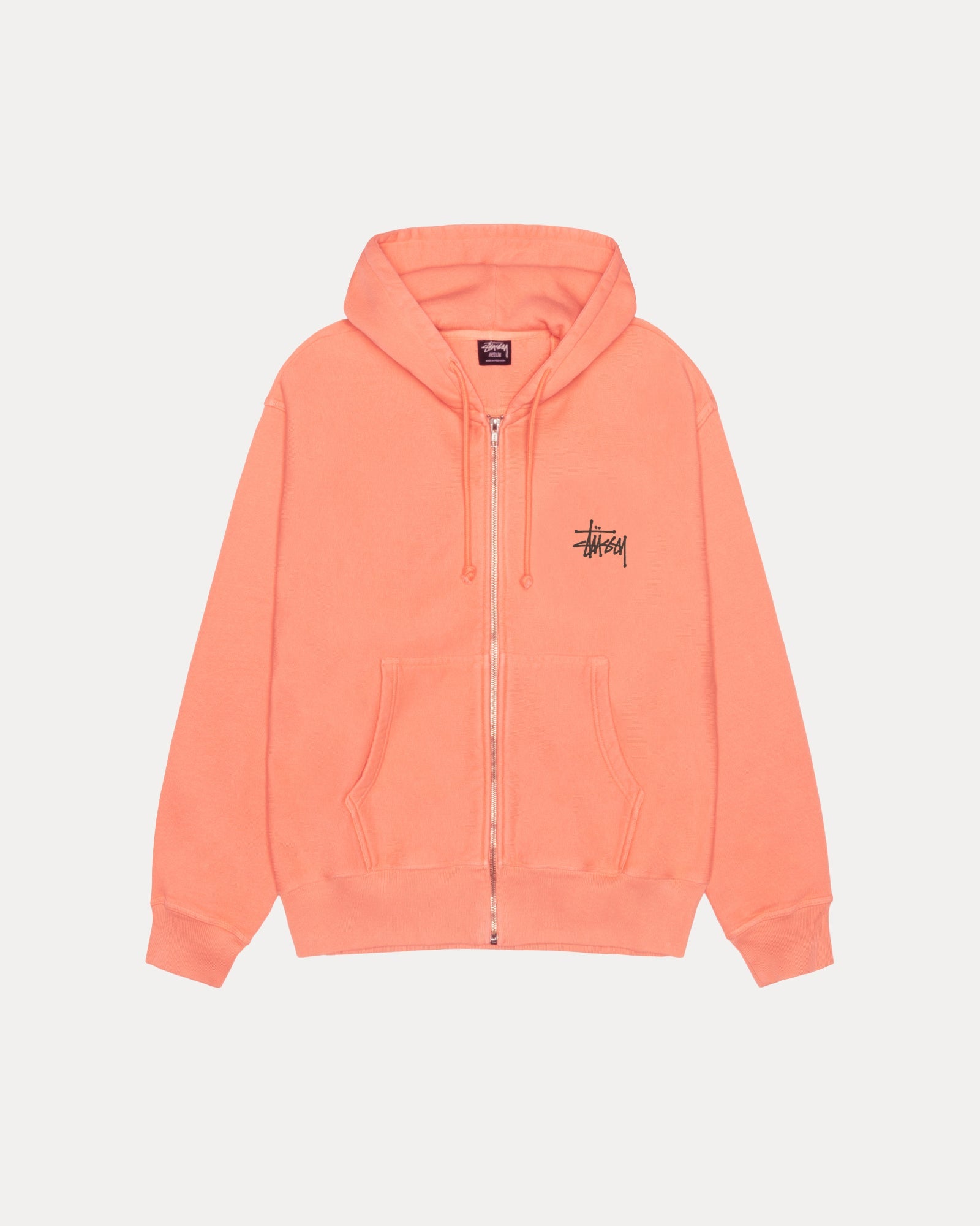 Basic Stussy Pig Dyed Zip Hood Mens Long Sleeve In Sherbert