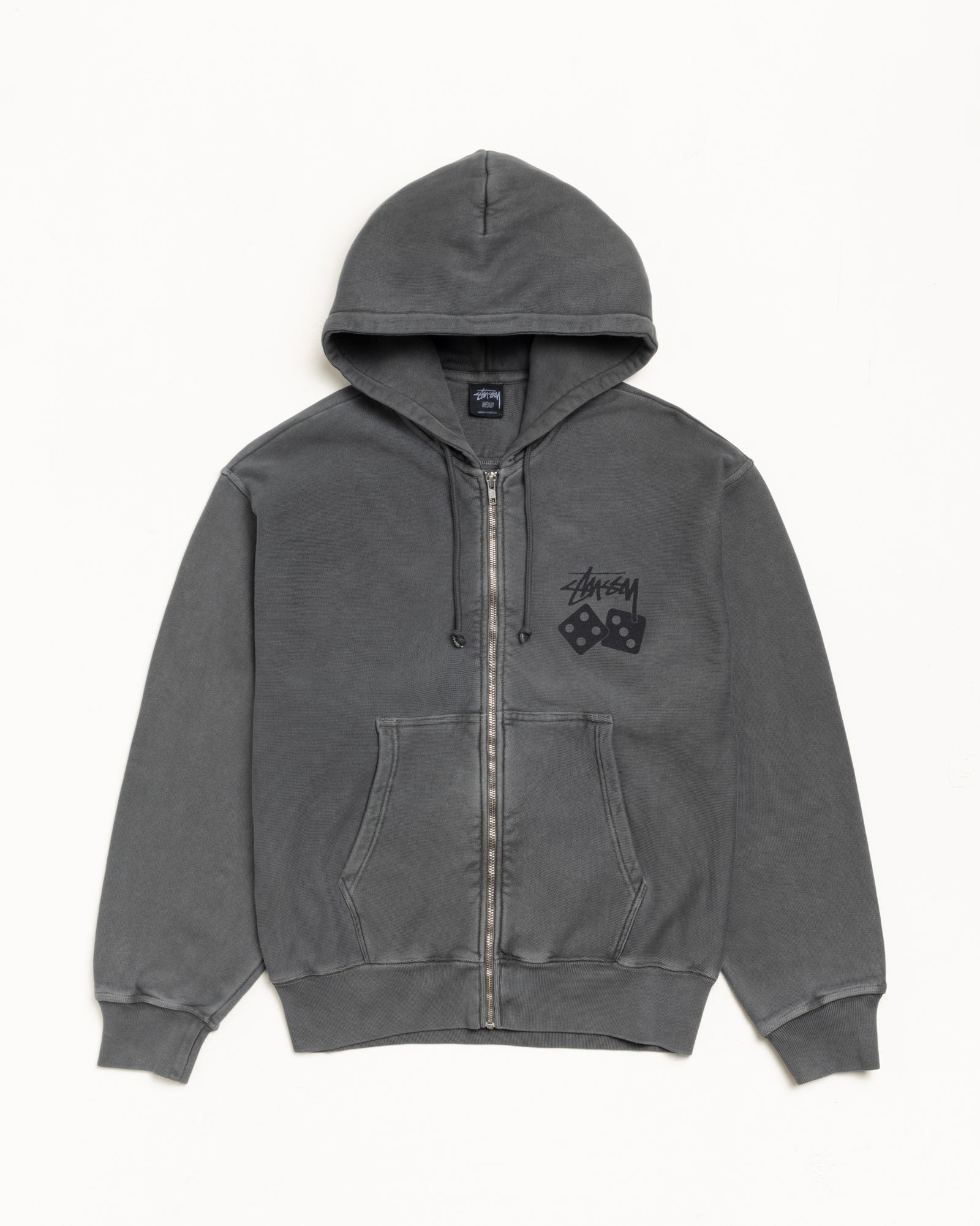 Dice Pig. Dyed Zip Hood Mens Long Sleeve In Black