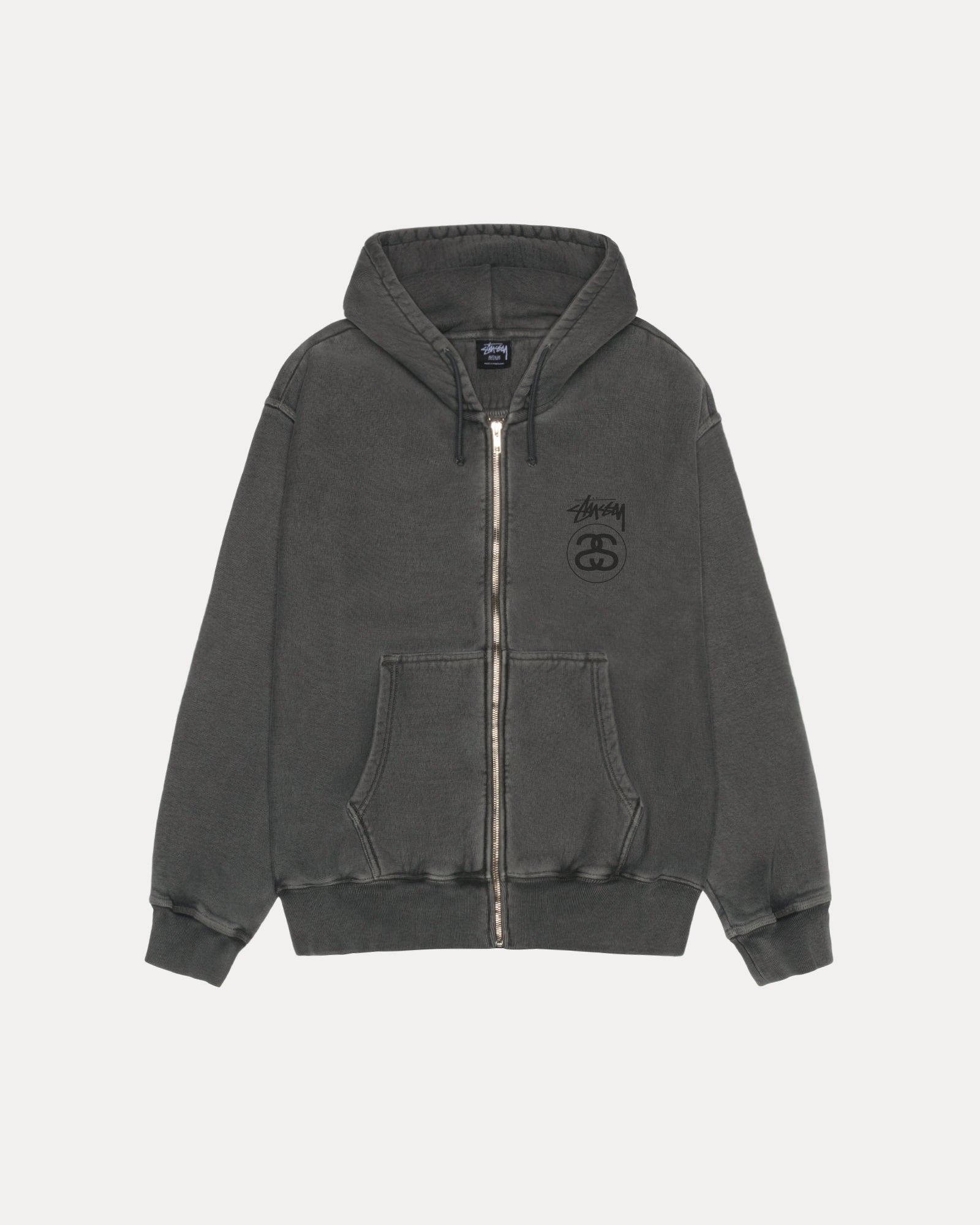 Stock Link Pig. Dyed Zip Hood Mens Long Sleeve In Black