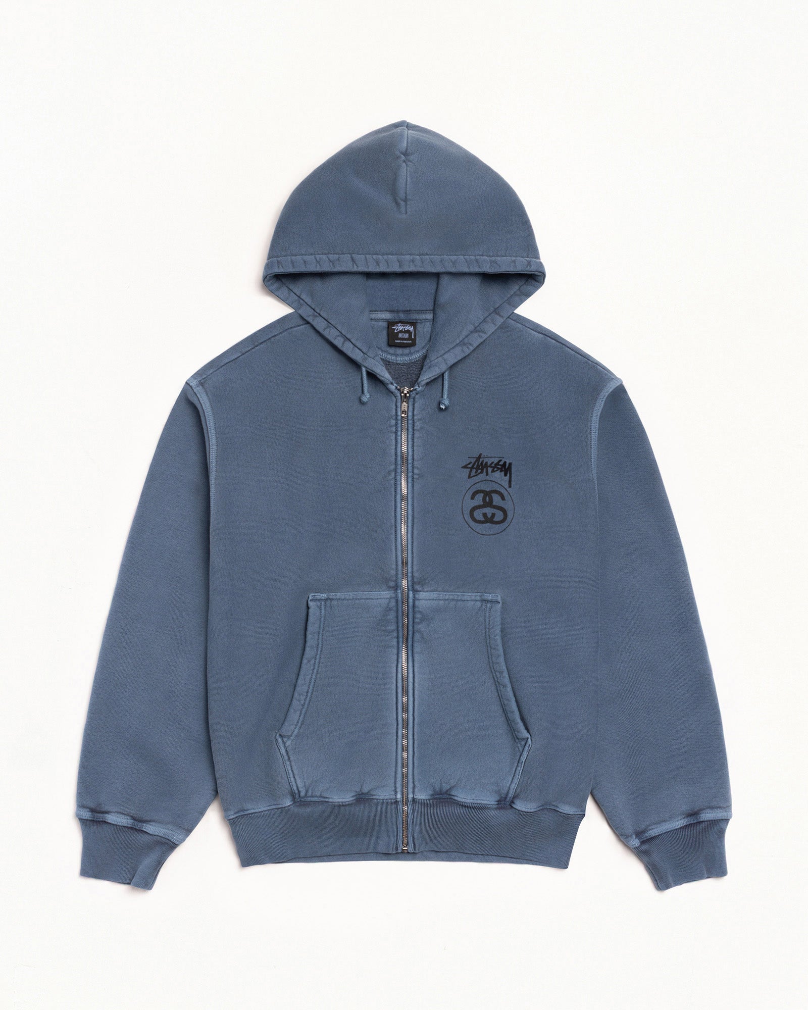 Stock Link Pig. Dyed Zip Hood Mens Long Sleeve In Navy