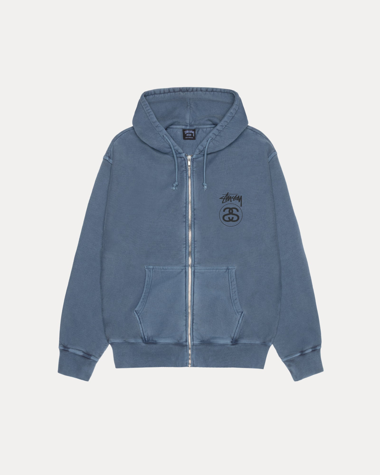 Stock Link Pig. Dyed Zip Hood Mens Long Sleeve In Navy