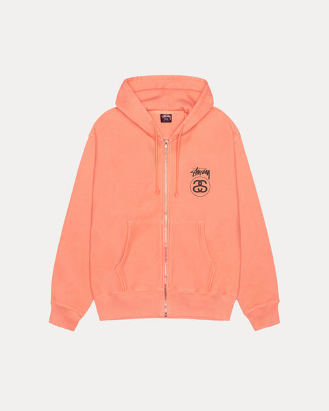 Stock Link Pig. Dyed Zip Hood Mens Long Sleeve In Sherbert