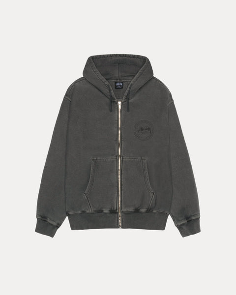 Stussy Wear Pig. Dyed Zip Hood Mens Long Sleeve In Black