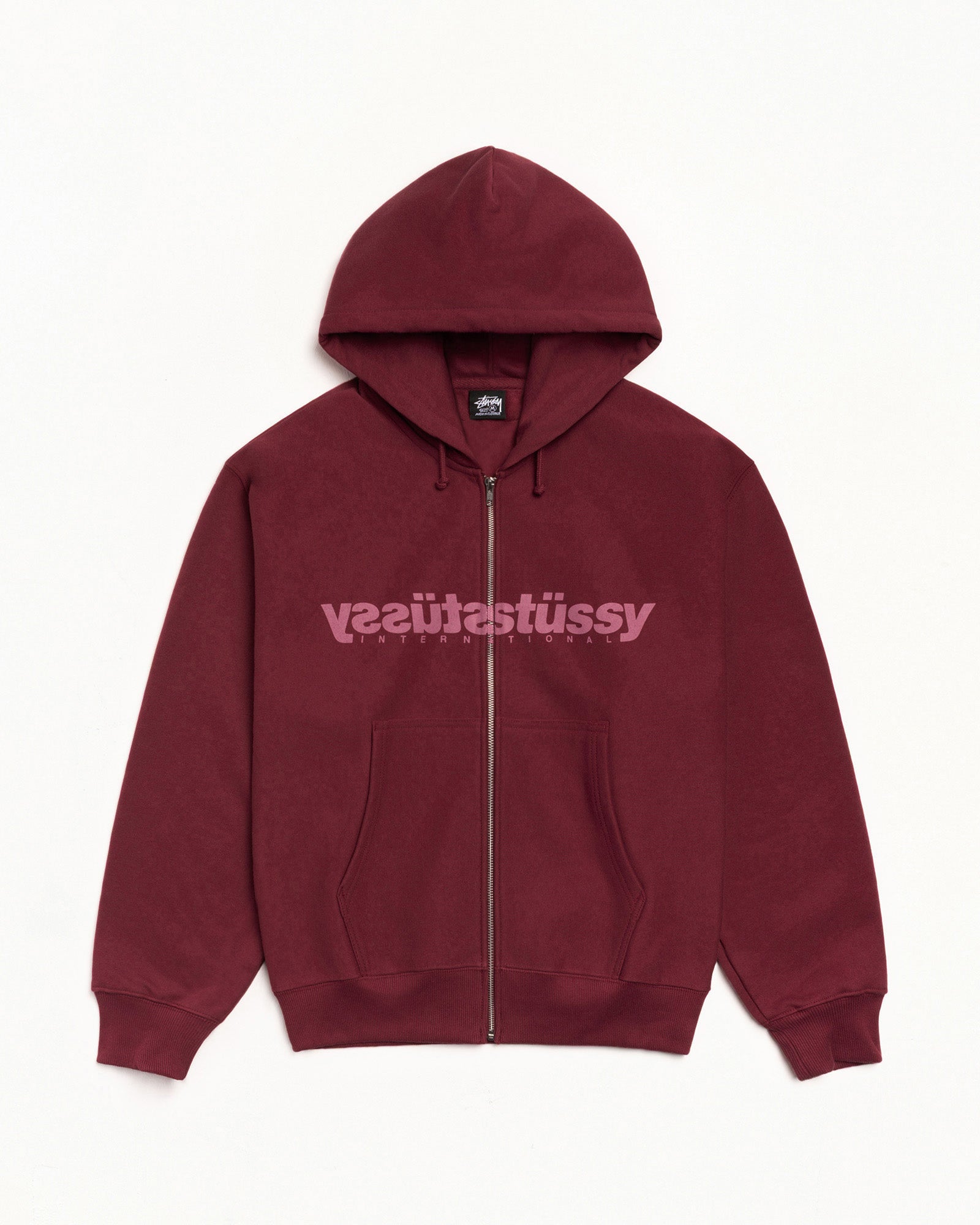 Mirror Zip Hood Mens Long Sleeve In Wine
