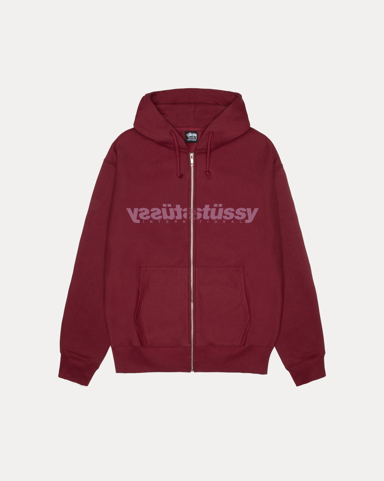 Mirror Zip Hood Mens Long Sleeve In Wine