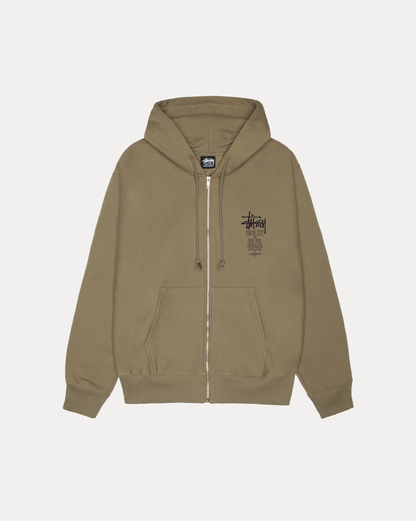 Swim Out Zip Hood Mens Long Sleeve In Army
