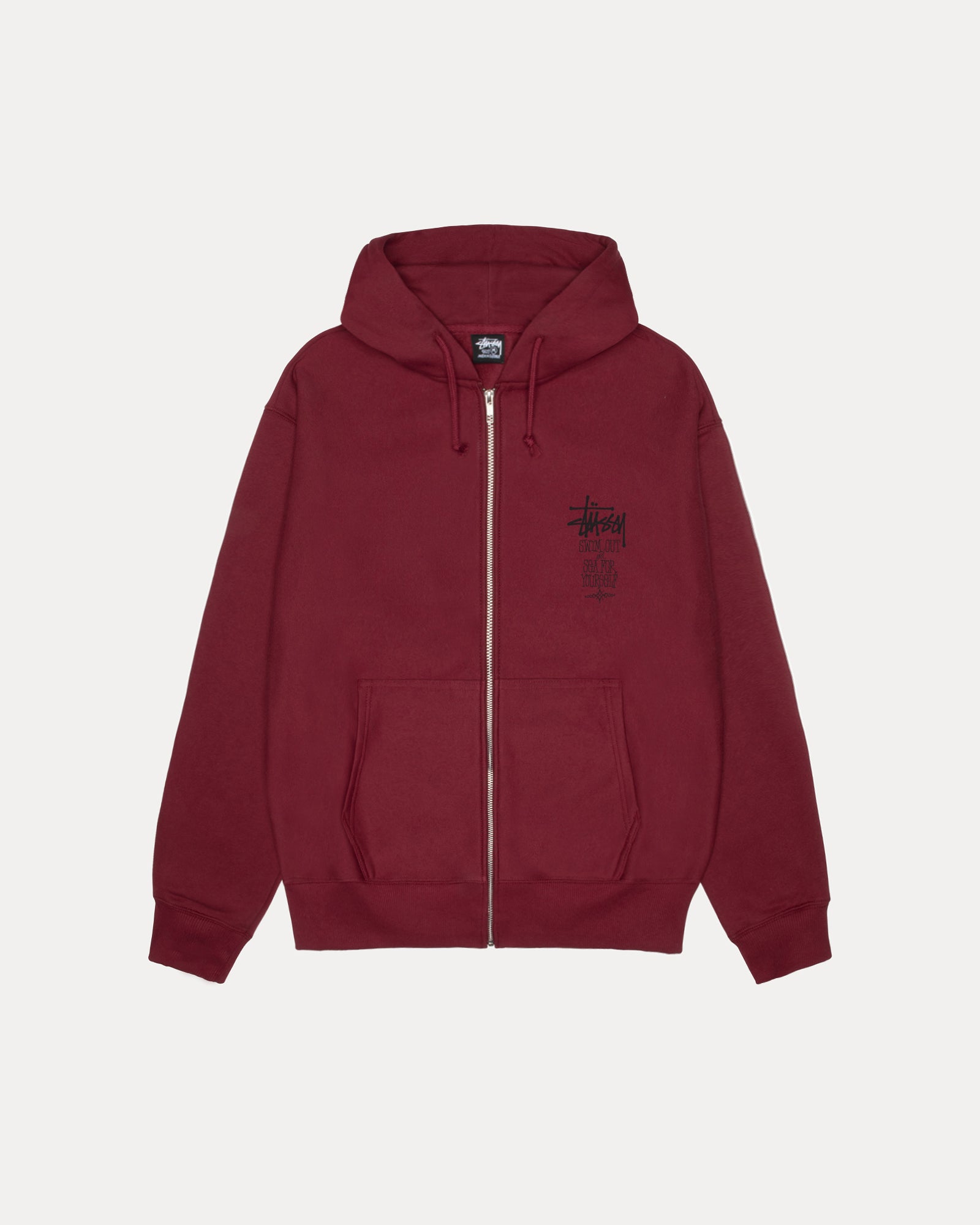 Swim Out Zip Hood Mens Long Sleeve In Wine