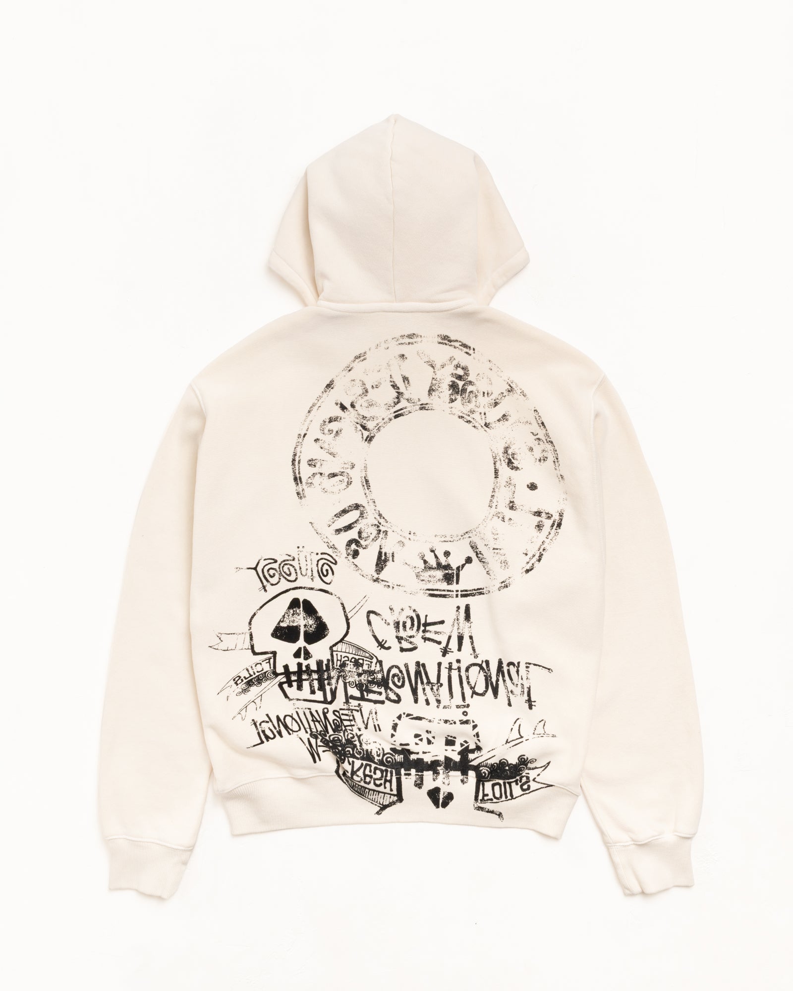 Skulls Gar. Dyed Zip Hood Mens Long Sleeve In Bone