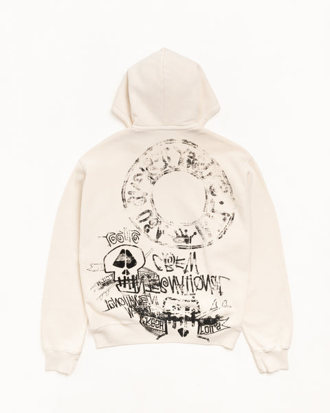 Skulls Gar. Dyed Zip Hood Mens Long Sleeve In Bone