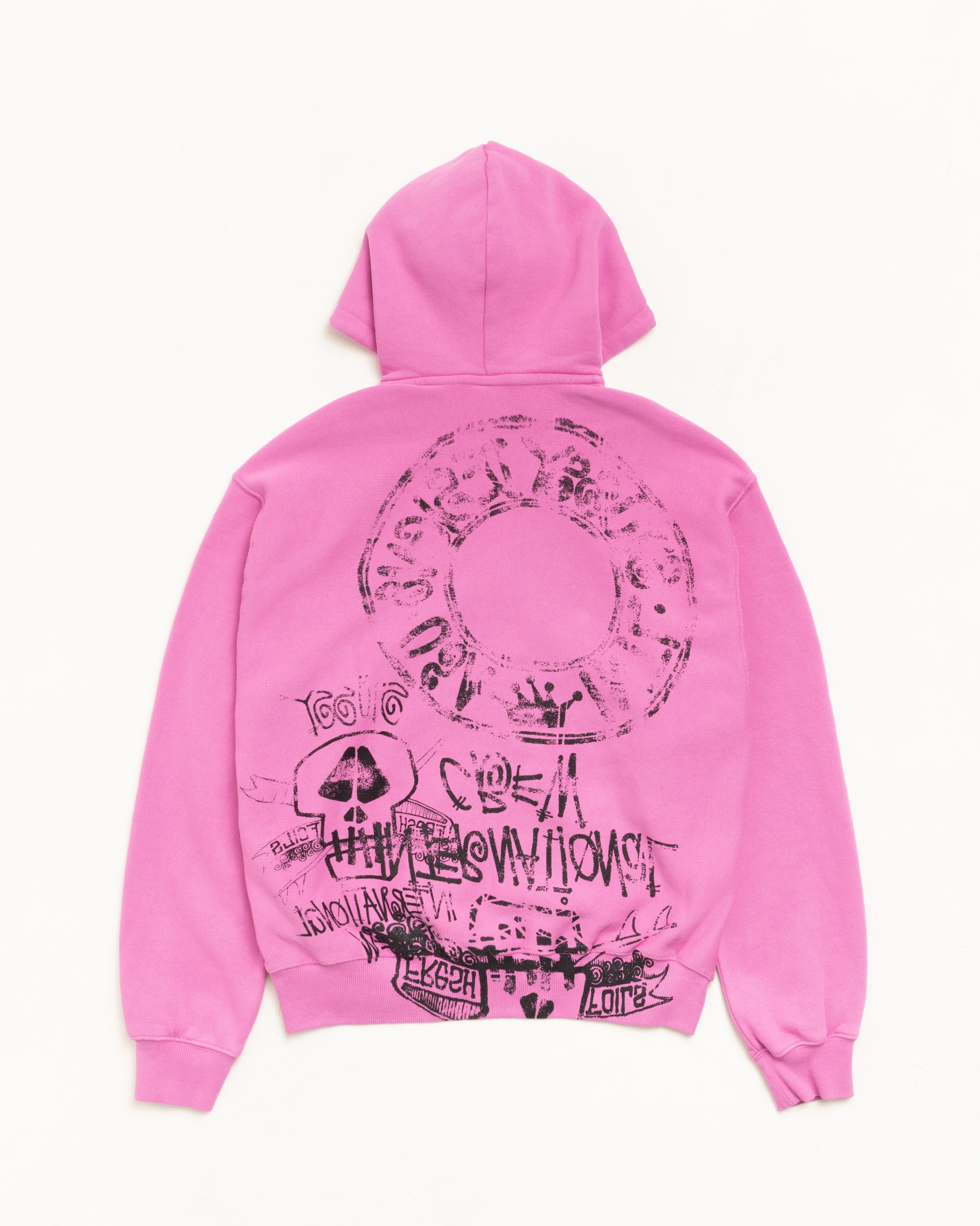 Skulls Gar. Dyed Zip Hood Mens Long Sleeve In Pink